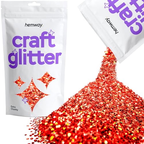Hemway Craft Glitter 100g 3,5 Unzen Extra-Chunky 1/24" 0,040" 1MM (RED Holographic) von Hemway