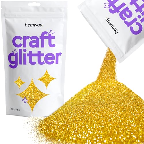 Hemway Bastel-Glitzer, Gold, mikrofein, 0,1 mm, für Kunsthandwerk, Becher, Papier, Glas, Dekorationen, DIY-Projekte, 100 g von Hemway