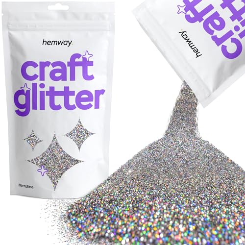 Hemway Holografischer Bastel-Glitzer, Metallfarbe, mikrofein, 0,1 mm, für Kunsthandwerk, Becher, Papier, Glas, Dekorationen, DIY-Projekte, 100 g von Hemway