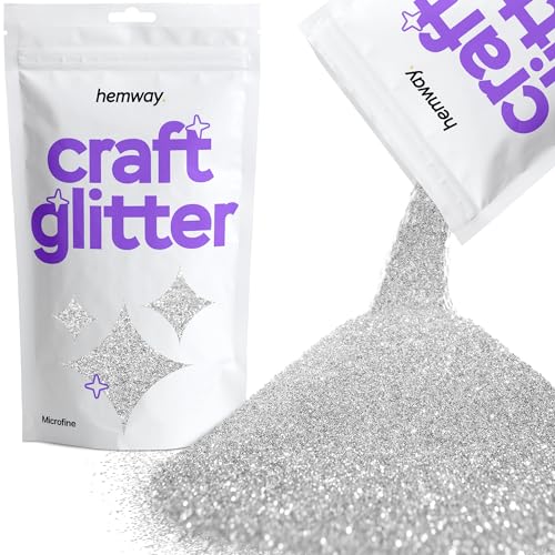 Hemway Bastel-Glitzer, Silber, mikrofein, 0,1 mm, für Kunsthandwerk, Becher, Papier, Glas, Dekorationen, DIY-Projekte, 100 g von Hemway