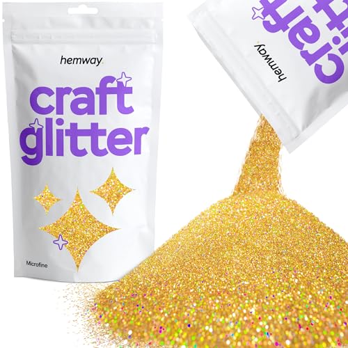 Hemway Holografischer Bastel-Glitzer, Gold, mikrofein, 0,1 mm, für Kunsthandwerk, Becher, Papier, Glas, Dekorationen, DIY-Projekte, 100 g von Hemway
