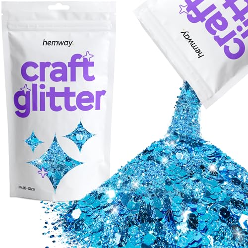 Hemway Craft Glitter - Grobstrick-Fein-Glitter-Mix in verschiedenen Größen für Kunsthandwerk Tumbler Kunstharz Malerei Dekorationen, Kosmetik für Nägel - Ozeanblau - 100g / 3.5oz von Hemway