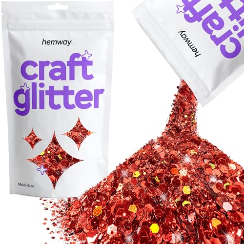 Hemway Craft Glitter - Grobstrick-Fein-Glitter-Mix in verschiedenen Größen für Kunsthandwerk Tumbler Kunstharz Malerei Dekorationen, Kosmetik für Nägel - Rot Holographisch - 100g / 3.5oz Hemway Craft Glitter - Grobstrick-Fein-Glitter-Mix in verschiedenen Größen für Kunsthandwerk Tumbler Kunstharz Malerei Dekorationen, Kosmetik für Nägel - Rot Holographisch - 100g / 3.5oz von Hemway