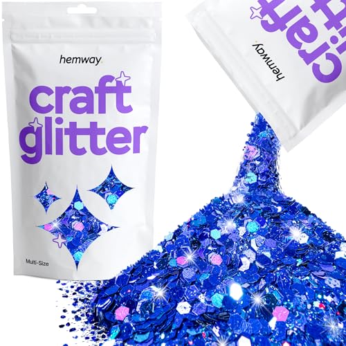 Hemway Craft Glitter - Grobstrick-Fein-Glitter-Mix in verschiedenen Größen für Kunsthandwerk Tumbler Kunstharz Malerei Dekorationen, Kosmetik für Nägel - Saphirblau Holographisch - 100g / 3.5oz von Hemway