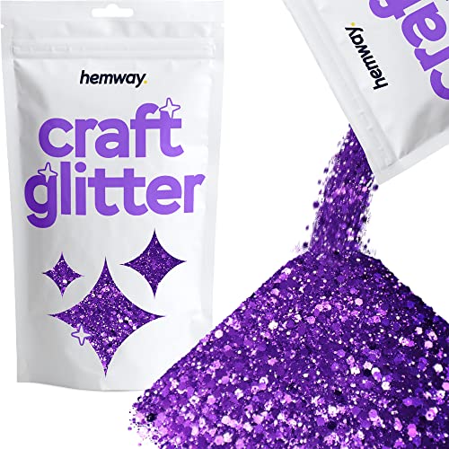 Hemway Craft Glitter - Grobstrick-Fein-Glitter-Mix in verschiedenen Größen für Kunsthandwerk Tumbler Kunstharz Malerei Dekorationen, Kosmetik für Nägel - Violett - 100g / 3.5oz von Hemway