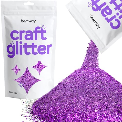 Hemway Craft Glitter - Grobstrick-Fein-Glitter-Mix in verschiedenen Größen für Kunsthandwerk Tumbler Kunstharz Malerei Dekorationen, Kosmetik für Nägel - Violett - 100g / 3.5oz von Hemway