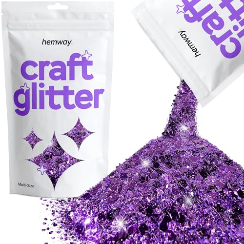 Hemway Craft Glitter - Grobstrick-Fein-Glitter-Mix in verschiedenen Größen für Kunsthandwerk Tumbler Kunstharz Malerei Dekorationen, Kosmetik für Nägel - Violett - 100g / 3.5oz von Hemway