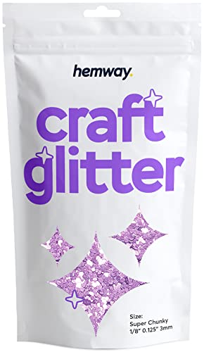Hemway Craft Glitter Multi Purpose Flakes for Arts Crafts Tumblers Resin Epoxy Nails Wax Scrapbook Glass Schools Decorations - Lavender Purple - Super Chunky (1/8" 0.125" 3mm) 100g / 3.5oz von Hemway