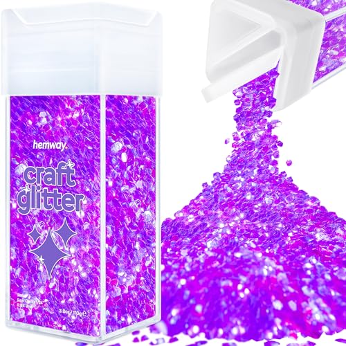 Hemway Craft Glitter Shaker 110g / 3.9oz Glitter for Arts, Crafts, Resin, Tumblers, Nails, Painting, Decoration, Festival, Cosmetic, Body - Super Chunky (1/8" 0.125" 3mm) - Fluorescent Purple von Hemway