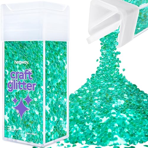 Hemway Craft Glitter Shaker 110g / 3.9oz Glitter for Arts, Crafts, Resin, Tumblers, Nails, Painting, Decoration, Festival, Cosmetic, Body - Super Chunky (1/8" 0.125" 3mm) - Turquoise Blue Holographic von Hemway