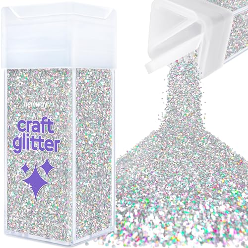 Hemway Craft Glitter Shaker 130g / 4.6oz Glitter for Arts, Crafts, Resin, Tumblers, Nails, Painting, Decoration, Festival, Cosmetic, Body - Chunky (1/40" 0.025" 0.6mm) - Silver Holographic von Hemway