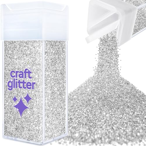 Hemway Craft Glitter Shaker 130g / 4.6oz Glitter for Arts, Crafts, Resin, Tumblers, Nails, Painting, Decoration, Festival, Cosmetic, Body - Chunky (1/40" 0.025" 0.6mm) - Silver von Hemway