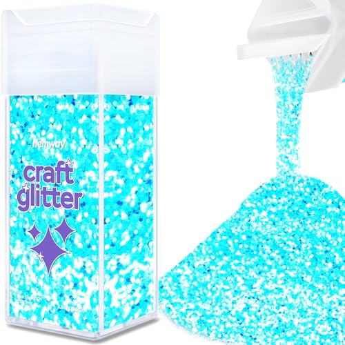 Hemway Craft Glitter Shaker 130g / 4.6oz Glitter for Arts, Crafts, Resin, Tumblers, Nails, Painting, Decoration, Festival, Cosmetic, Body - Extra Chunky (1/24" 0.040" 1mm) - Baby Blue Iridescent von Hemway