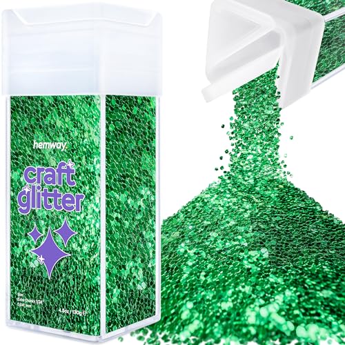 Hemway Craft Glitter Shaker 130g / 4.6oz Glitter for Arts, Crafts, Resin, Tumblers, Nails, Painting, Decoration, Festival, Cosmetic, Body - Extra Chunky (1/24" 0.040" 1mm) - Emerald Green von Hemway
