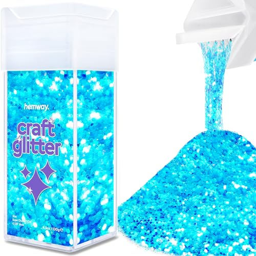 Hemway Craft Glitter Shaker 130g / 4.6oz Glitter for Arts, Crafts, Resin, Tumblers, Nails, Painting, Decoration, Festival, Cosmetic, Body - Extra Chunky (1/24" 0.040" 1mm) - Fluorescent Blue von Hemway
