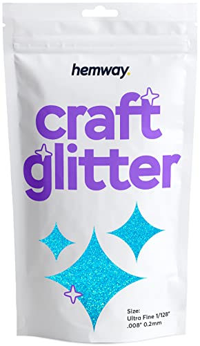 Hemway Craft Glitter Multi Purpose Flakes for Arts Crafts Tumblers Resin Epoxy Nails Wax Scrapbook Glass Schools Decorations - Fluorescent UV Neon Blue - Ultrafine (1/128" 0.008" 0.2mm) 100g / 3.5oz von Hemway