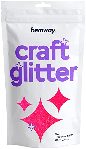 Hemway Craft Glitter Multi Purpose Flakes for Arts Crafts Tumblers Resin Epoxy Nails Wax Scrapbook Glass Schools Decorations - Fluorescent UV Neon Pink - Ultrafine (1/128" 0.008" 0.2mm) 100g / 3.5oz von Hemway