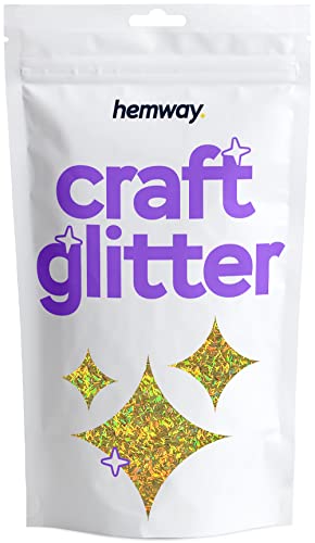 Hemway Craft Glitter - Ultrafine 1/128" .008" (0.2mm) - Glitter for Arts Crafts Tumblers Paper Glass Decorations DIY Projects - 100g (Gold Holographic Fibre Strands) von Hemway