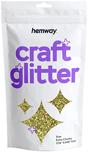 Hemway Craft Glitter 100g 3,5 Unzen Extra-Chunky 1/24" 0,040" 1 mm (Sand Gold) von Hemway