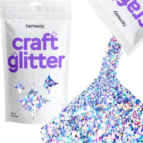 Hemway Craft Glitter 100g 3,5 Unzen Extra-Chunky 1/24" 0,040" 1MM (Silber Holographic) von Hemway