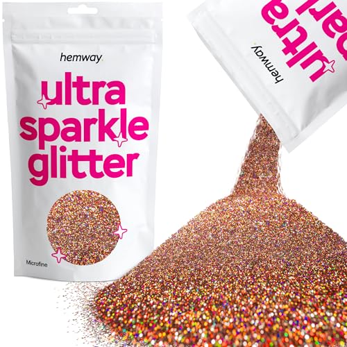 Hemway Erstklassiger Mehrzweck-Glitzerstaub/Puder 0,1 mm 100 Mikron Staub/Puder, 100 g, einzigartige Farben zur Verwendung bei Bastelarbeiten, Weinglas-Arrangements, Dekoration von Hochzeitstischen, für Geschenke, Karten, Blumen, Kosmetika, auf Gesicht, Augenlidern, Körper, Nägeln, Haut, Haar, Bärten, Glitzer, Bronze Holographic, 1/256" .004" 0.1mm 100 microns von Hemway
