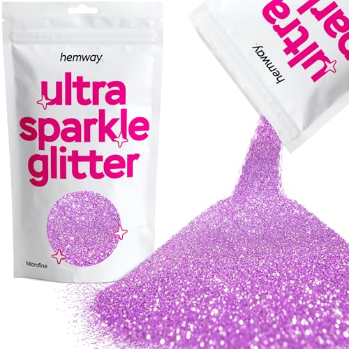 Hemway Erstklassiger Mehrzweck-Glitzerstaub/Puder 0,1 mm 100 Mikron Staub/Puder, 100 g, einzigartige Farben zur Verwendung bei Bastelarbeiten, Weinglas-Arrangements, Dekoration von Hochzeitstischen, für Geschenke, Karten, Blumen, Kosmetika, auf Gesicht, Augenlidern, Körper, Nägeln, Haut, Haar, Bärten, Glitzer, lavendel, 1/256" .004" 0.1mm 100 microns von Hemway