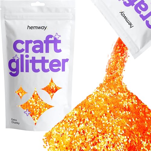 Hemway Craft Glitter Multi Purpose Flakes for Arts Crafts Tumblers Resin Epoxy Nails Wax Scrapbook Glass Schools Decorations - Fluorescent UV Neon Green - Extra Chunky (1/24" 0.040" 1mm) 100g / 3.5oz von Hemway