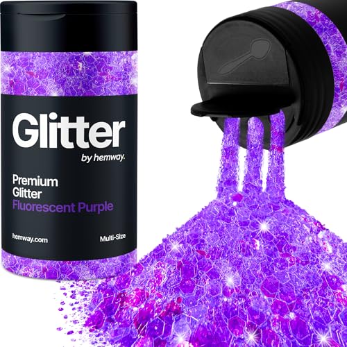 Hemway Fluoreszierendes Violett 5 Größe Glitzer Mischen 120g/4.2oz Fein Grob Metallisch Harz Handwerk Multi-Größe Glitzer Paillette Shaker für Epoxid, Haare Gesicht Körper Auge Nagel Kunst Festival von Hemway
