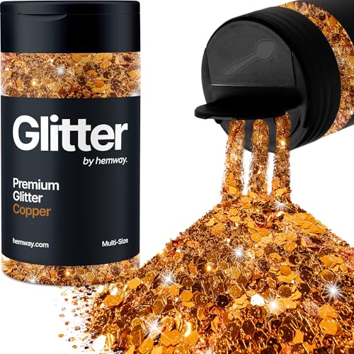 Hemway Kupfer 5 Größe Glitzer Mischen 120g/4.2oz Fein Grob Metallisch Harz Handwerk Multi-Größe Glitzer Paillette Shaker für Epoxid, Haare Gesicht Körper Auge Nagel Kunst Festival Party von Hemway