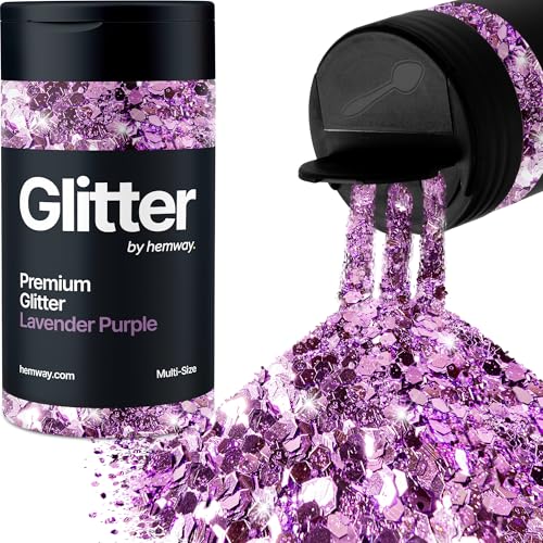 Hemway Lavendel Violett 5 Größe Glitzer Mischen 120g/4.2oz Fein Grob Metallisch Harz Handwerk Multi-Größe Glitzer Paillette Shaker für Epoxid, Haare Gesicht Körper Auge Nagel Kunst Festival Party von Hemway