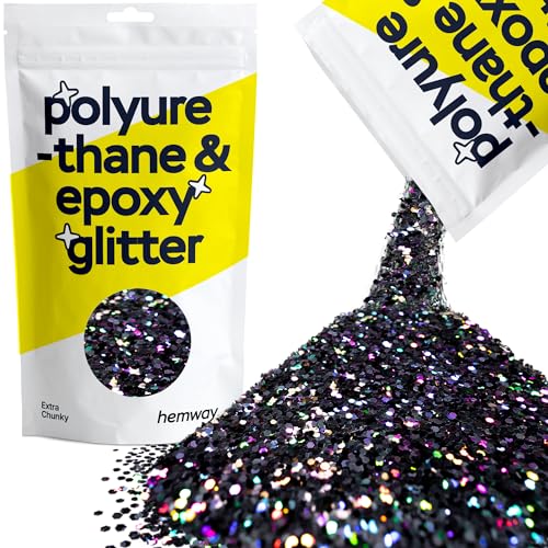 Hemway | Polyurethan und Epoxid-Glitter - EXTRA CHUNKY - 1/24" 0,040" 1 mm - Schwarz Holographische / 100 g von Hemway