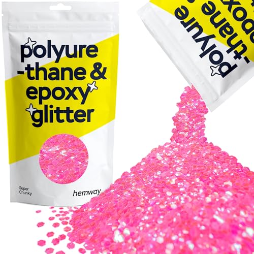Hemway Polyurethan & Epoxidharz-Glitzer 100g / 3.5oz Metallischer Kristallflockenzusatz für Bodenbeläge, Schmuck, Becher, Glaspigment - Super Chunky (1/8" 0.125" 3mm) - Baby Pink Irisierend von Hemway