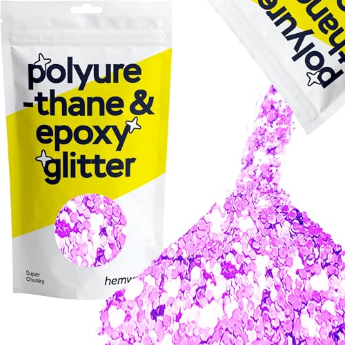 Hemway Polyurethan & Epoxidharz-Glitzer 100g / 3.5oz Metallischer Kristallflockenzusatz für Bodenbeläge, Schmuck, Becher, Glaspigment - Super Chunky (1/8" 0.125" 3mm) - Lavendel Lila von Hemway
