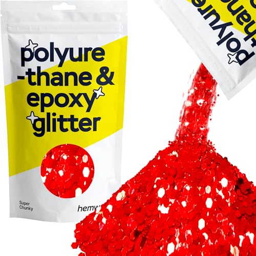 Hemway Polyurethan & Epoxidharz-Glitzer 100g / 3.5oz Metallischer Kristallflockenzusatz für Bodenbeläge, Schmuck, Becher, Glaspigment - Super Chunky (1/8" 0.125" 3mm) - Rot von Hemway