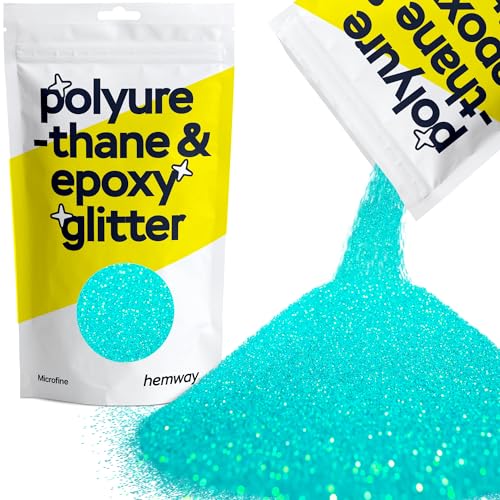 Hemway Polyurethane & Epoxy Resin Glitter 100g / 3.5oz Metallic Crystal Flake Additive for Flooring Jewelry Tumblers Glass Pigment - Microfine (1/256" 0.004" 0.1mm) - Fluorescent Blue von Hemway