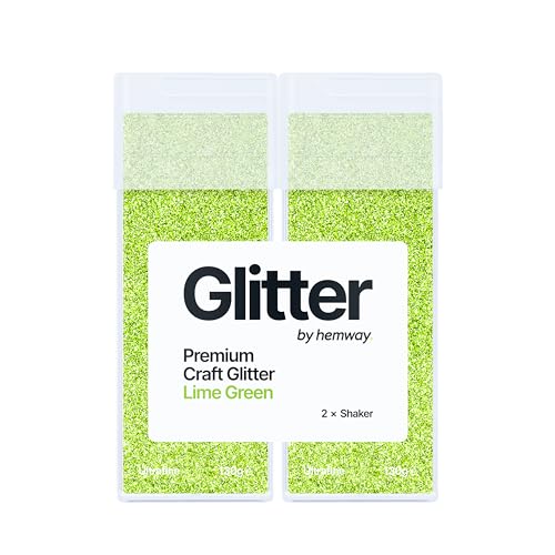 Hemway Premium Glitzer-Streuer, Lindgrün, ultrafeine metallische Flockenpailletten für Harz- und Epoxid-Handwerk, Bastelbedarf für Becher, Festival, Haare, Gesicht, Körper, Augen und Nagelkunst, 130 g von Hemway