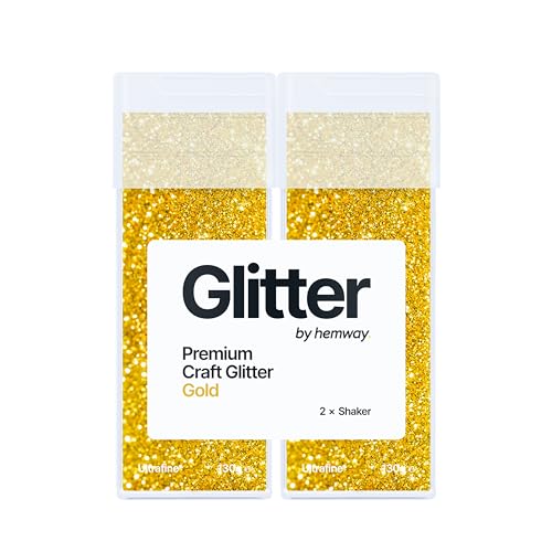 Hemway Premium Glitzerstreuer – Gold | Ultrafeine metallische Flockenpailletten für Harz- und Epoxid-Handwerk | Bastelbedarf für Becher, Festival, Haare, Gesicht, Körper, Augen und Nagelkunst | 130 g von Hemway