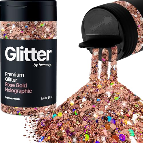 Hemway Rose Gold Holographisch 5 Größe Glitzer Mischen 120g/4.2oz Fein Grob Metallisch Harz Handwerk Multi-Größe Glitzer Paillette Shaker für Epoxid, Haare Gesicht Körper Auge Nagel Kunst Festival Hemway Rose Gold Holographisch 5 Größe Glitzer Mischen 120g/4.2oz Fein Grob Metallisch Harz Handwerk Multi-Größe Glitzer Paillette Shaker für Epoxid, Haare Gesicht Körper Auge Nagel Kunst Festival von Hemway
