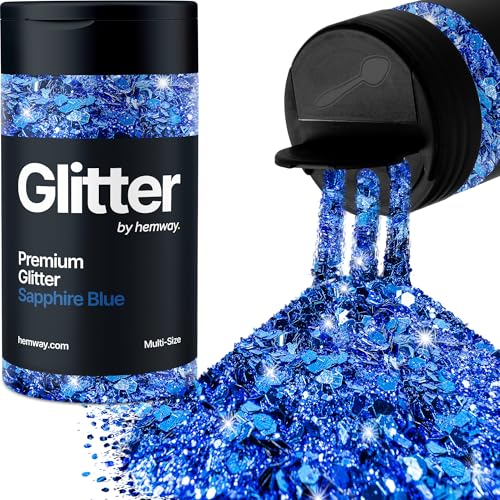 Hemway Saphirblau 5 Größe Glitzer Mischen 120g/4.2oz Fein Grob Metallisch Harz Handwerk Multi-Größe Glitzer Paillette Shaker für Epoxid, Haare Gesicht Körper Auge Nagel Kunst Festival Party von Hemway