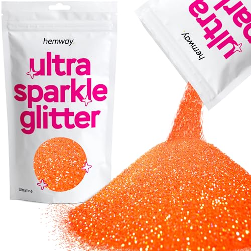 Hemway | Ultra-Schein-Glitter Feinstsichter 1/128" 0,008" 0.2mm (Fluorescent Peach) Cosmetic Sicher, Epoxidharz, Kunsthandwerk, Hochzeiten, Dekorationen, Kunst, Schönheit, Dekoration - 100g von Hemway