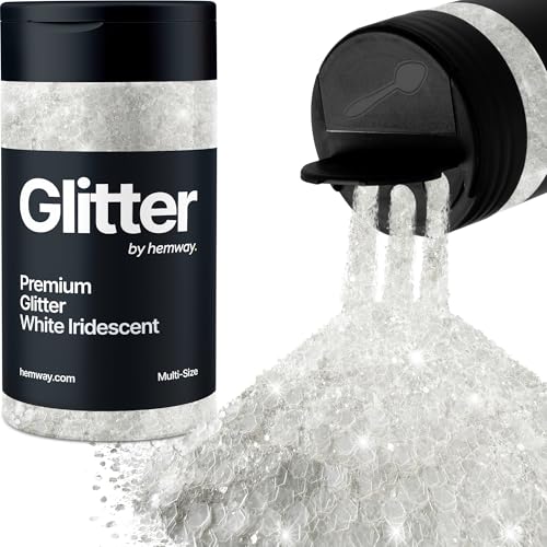 Hemway Weiß Schillernd 5 Größe Glitzer Mischen 120g/4.2oz Fein Grob Metallisch Harz Handwerk Multi-Größe Glitzer Paillette Shaker für Epoxid, Haare Gesicht Körper Auge Nagel Kunst Festival Party von Hemway