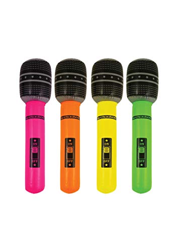 4 aufblasbare Mikrofon Party Zubehör, multi, 1-Pack von Toyland