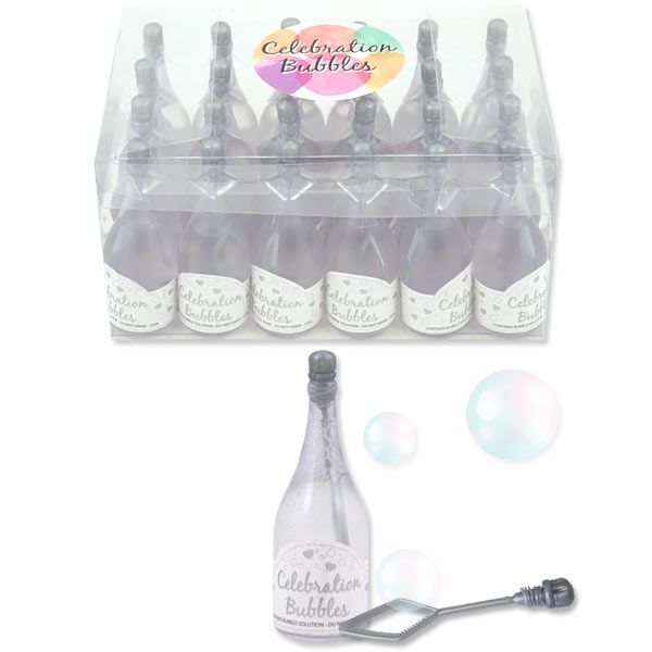 Großpack "Kleine silberne Sektflasche" Seifenblasen, 24 Stk, 9cm von Henbrandt Ltd
