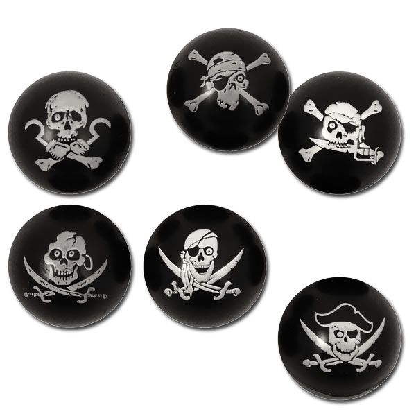 Piraten-Mitgebsel für Piratenparty -Springball 1 schwarzer Totenkopf, 33mm von Henbrandt Ltd