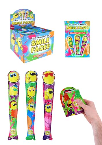 HENBRANDT 12 x selbstaufblasender Baseballschläger mit gelbem lächelndem Gesicht, aufblasbar, 48 cm, aufblasbares Spielzeug, 3 verschiedene Smiley-Designs, Kostümparty, Dekoration, Strumpffüller HENBRANDT 12 x selbstaufblasender Baseballschläger mit gelbem lächelndem Gesicht, aufblasbar, 48 cm, aufblasbares Spielzeug, 3 verschiedene Smiley-Designs, Kostümparty, Dekoration, Strumpffüller von Henbrandt