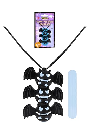 HENBRANDT Single Glow in the Dark Black Bat Necklace Halloween Pendant 3 Piece Set Glow Stick Bat Fluorescent LED Light Up Neon Glowsticks Festival Party Pack Rave Fancy Dress Accessories for Kids HENBRANDT Single Glow in the Dark Black Bat Necklace Halloween Pendant 3 Piece Set Glow Stick Bat Fluorescent LED Light Up Neon Glowsticks Festival Party Pack Rave Fancy Dress Accessories for Kids von Henbrandt
