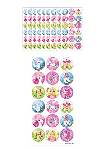 Henbrandt 25mm Fantasie Aufkleber, Groß Fantasiewelt Schloss Sticker, 180 Stück, Fantasie Sticker Gastgeschenke für Jungen und Mädchen, Kindergeburtstag, Lehrer, Schule, Belohnung, Sammelalbum von Henbrandt