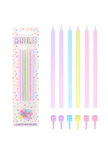 Henbrandt 6 Stück Pastell-Partykerzen mit Kerzenhaltern, Pastellfarben, 12,5 cm lang, hohe Feierkerzen in verschiedenen Farben, für Geburtstagstorten, Babypartys und Jubiläumsdekorationen Henbrandt 6 Stück Pastell-Partykerzen mit Kerzenhaltern, Pastellfarben, 12,5 cm lang, hohe Feierkerzen in verschiedenen Farben, für Geburtstagstorten, Babypartys und Jubiläumsdekorationen von Henbrandt