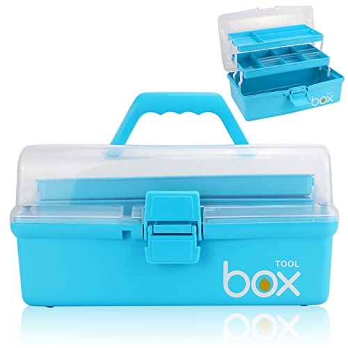 HengLiSam 3-Lagen Mehrzweck Aufbewahrungsbox, Medizin-Aufbewahrung, Lego-Aufbewahrungsboxen, Bastelbox, Nähbox, Angelbox, Kosmetik-Aufbewahrungsbox (Blau) von HengLiSam