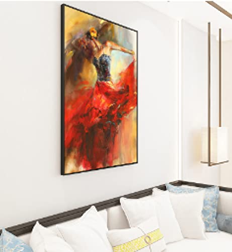 Moderne Wanddekoration Spanische Flamenco Schönheit Tänzerin Kunst Ölgemälde Druck Vintage Figur Leinwand Poster Wandkunst Bild 80x120cm rahmenlos von HengYun ART